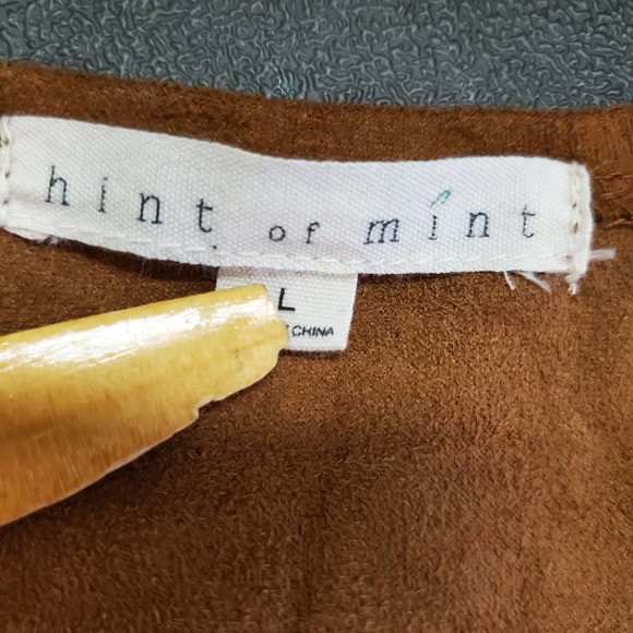 HInt of MInt Faux Suede Fringed Open Jacket L - Picture 4 of 6